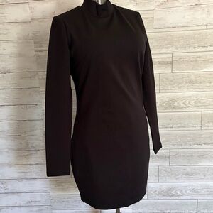 White House Black Market Black Long Sleeve Mock Neck Dress